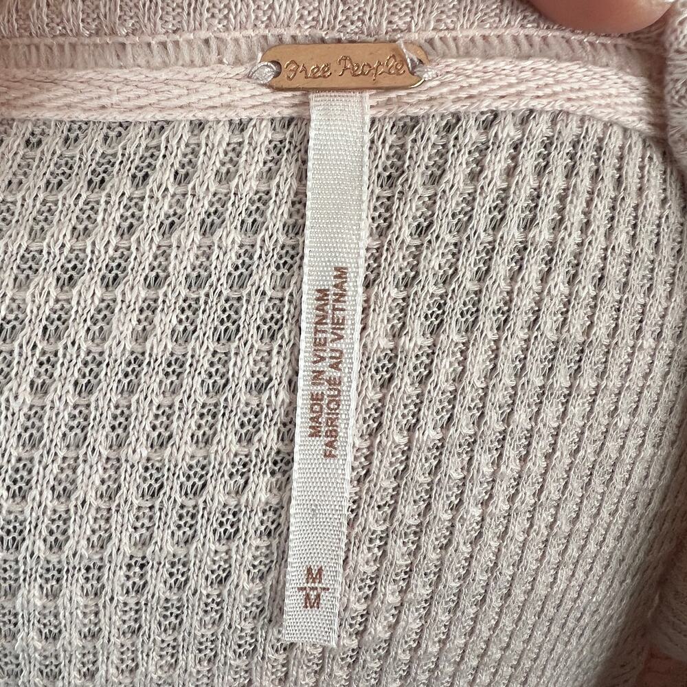 FREE PEOPLE Pink Burgundy Casual Clash Top Floral Waffle Knit Boat Neck Medium M - Picture 6 of 8